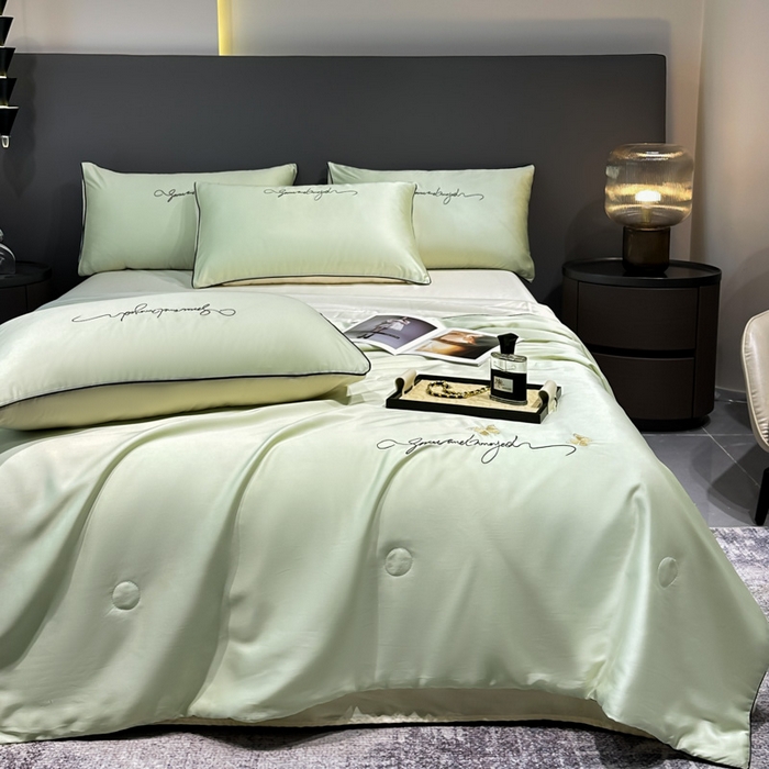 91家纺网 家纺一手货源 找家纺 红嘴企鹅 2026新款浪漫蝴蝶冰丝夏被夏凉被空调被 浪漫-清香绿+奶白