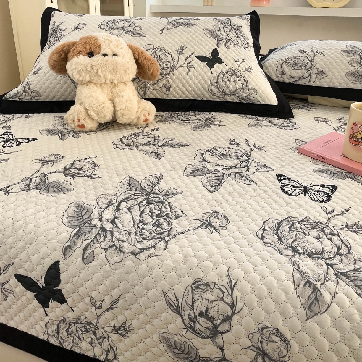 91家纺网 家纺一手货源 找家纺 大元 2026春夏新款赫本风冰豆豆凉席席子 盛世蔷薇