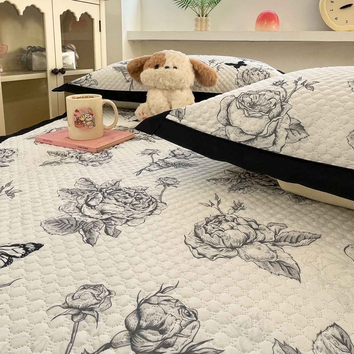 91家纺网 家纺一手货源 找家纺 大元 2026春夏新款赫本风冰豆豆凉席席子 盛世蔷薇