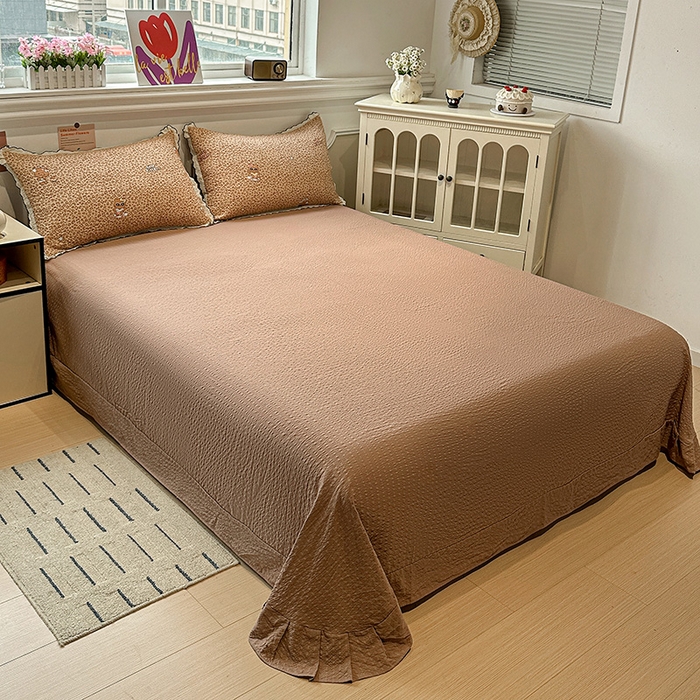 91家纺网 家纺一手货源 找家纺 一比一家纺 2026新款法式花边泡芙纱四件套 豹纹小猫