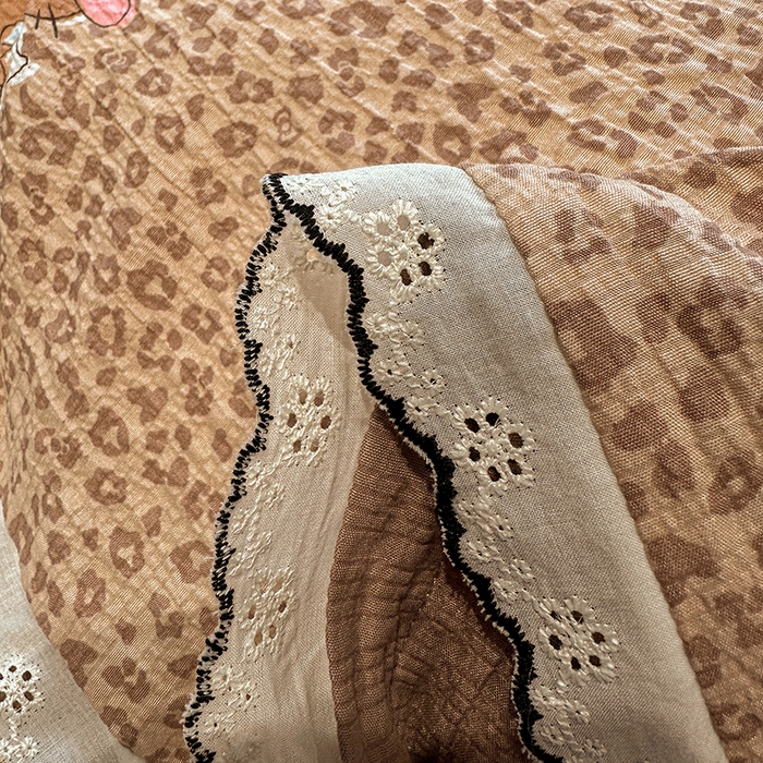 91家纺网 家纺一手货源 找家纺 一比一家纺 2026新款法式花边泡芙纱四件套 豹纹小猫