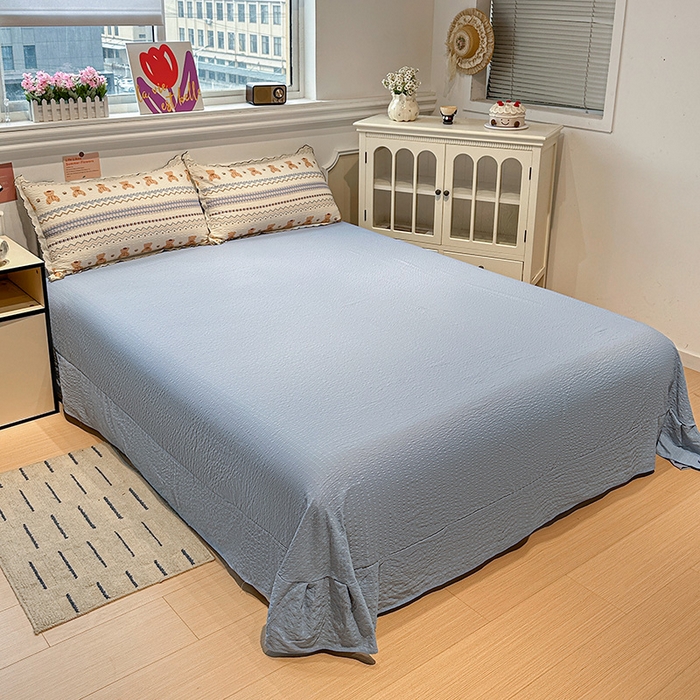 91家纺网 家纺一手货源 找家纺 一比一家纺 2026新款法式花边泡芙纱四件套 笨笨熊