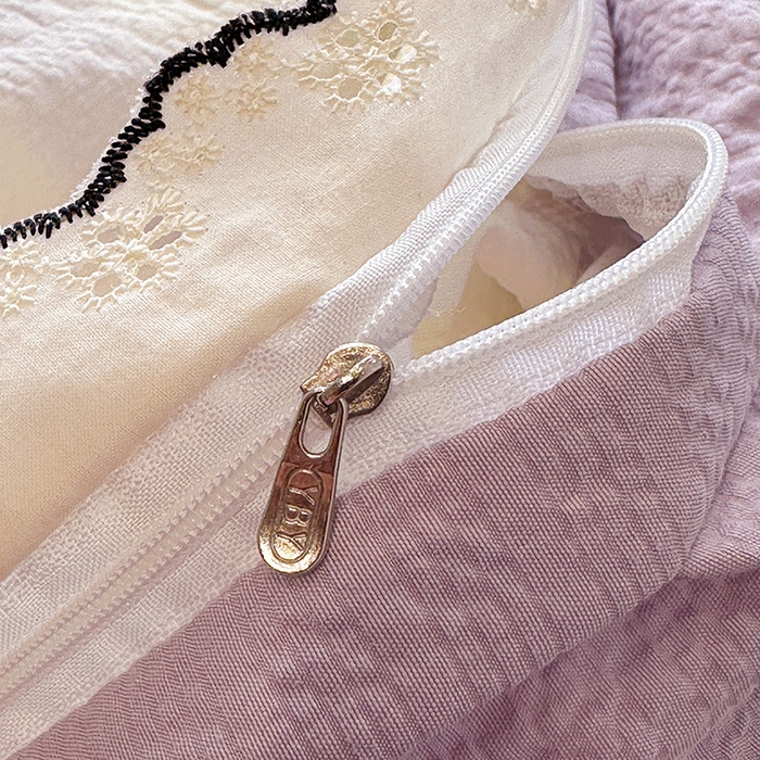 91家纺网 家纺一手货源 找家纺 一比一家纺 2026新款法式花边泡芙纱四件套 彩蝶