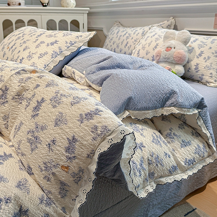 一比一家纺 2026新款法式花边泡芙纱四件套 青禾集