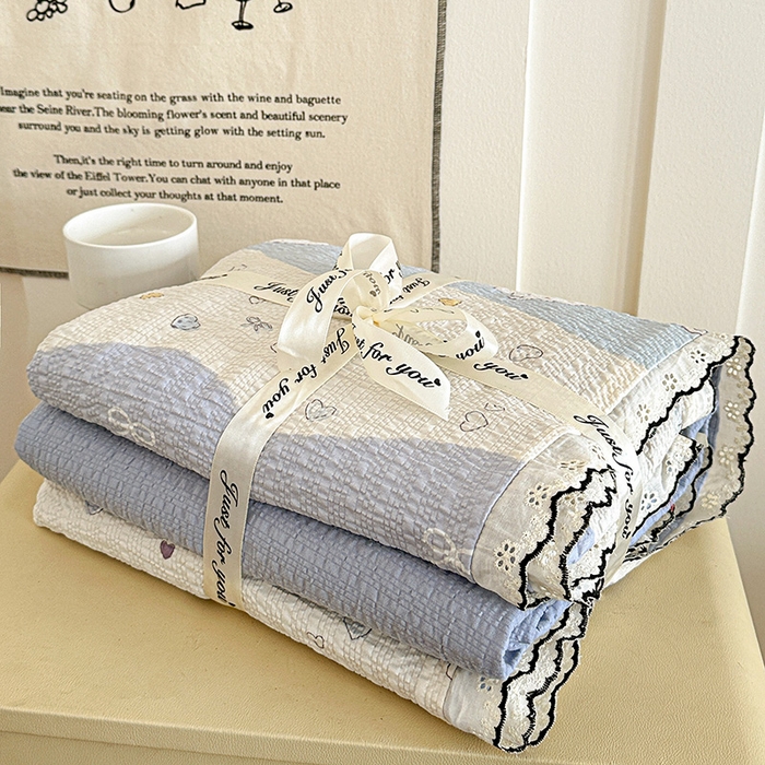 91家纺网 家纺一手货源 找家纺 一比一家纺 2026新款法式花边泡芙纱四件套 软糯小象