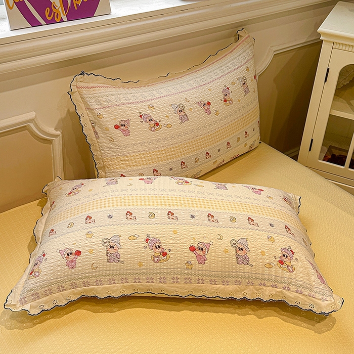 91家纺网 家纺一手货源 找家纺 一比一家纺 2026新款法式花边泡芙纱四件套 甜梦星人