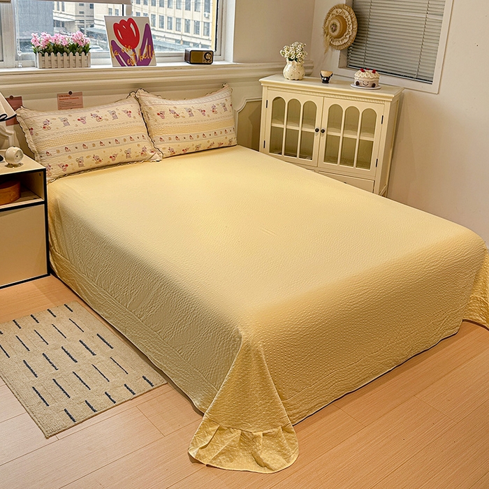 91家纺网 家纺一手货源 找家纺 一比一家纺 2026新款法式花边泡芙纱四件套 甜梦星人