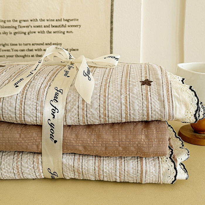 91家纺网 家纺一手货源 找家纺 一比一家纺 2026新款法式花边泡芙纱四件套 晚安汪