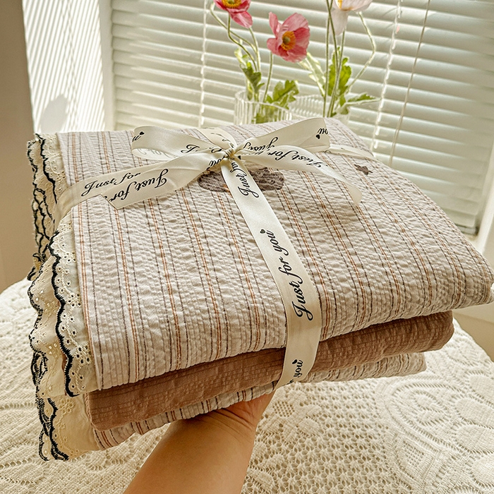 91家纺网 家纺一手货源 找家纺 一比一家纺 2026新款法式花边泡芙纱四件套 晚安汪