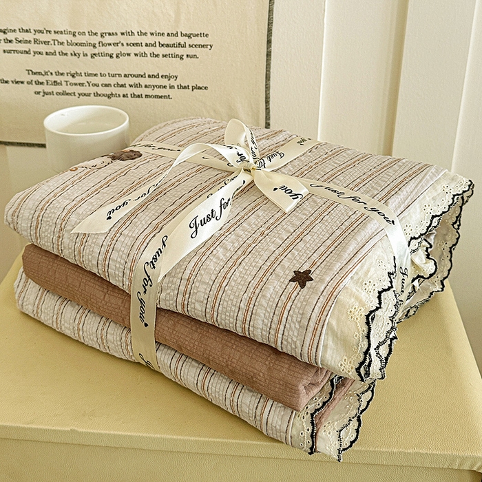 91家纺网 家纺一手货源 找家纺 一比一家纺 2026新款法式花边泡芙纱四件套 晚安汪