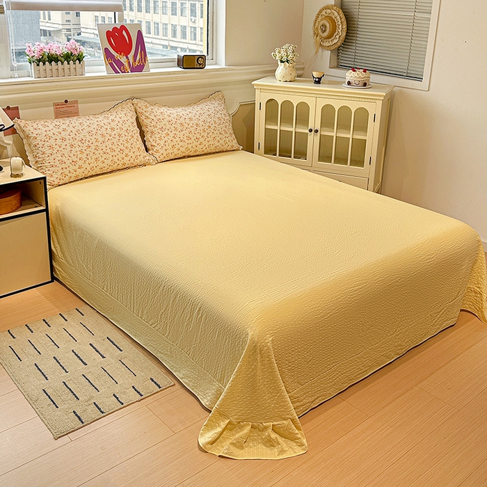 91家纺网 家纺一手货源 找家纺 一比一家纺 2026新款法式花边泡芙纱四件套 相思