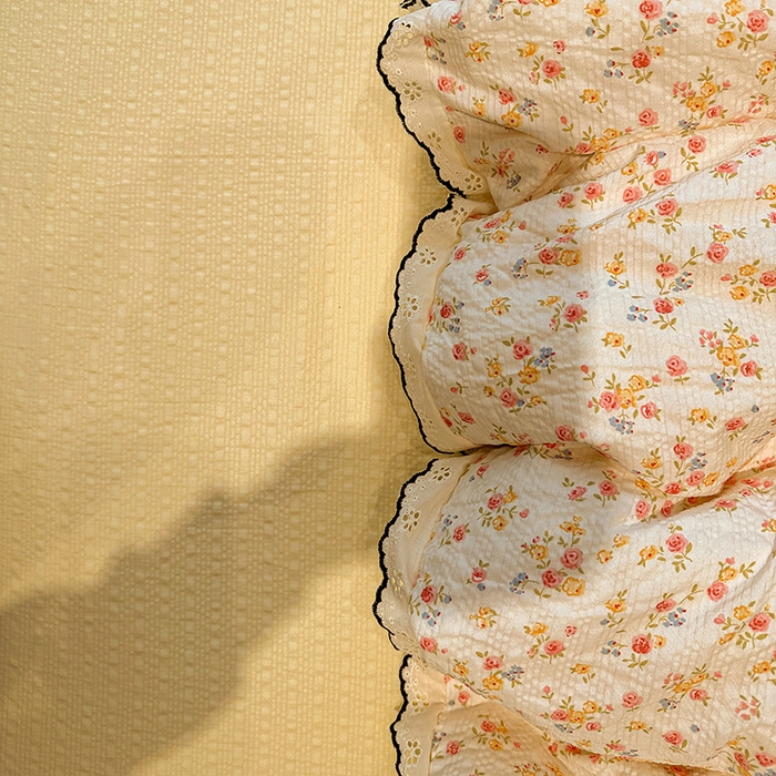 91家纺网 家纺一手货源 找家纺 一比一家纺 2026新款法式花边泡芙纱四件套 相思