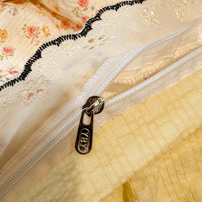 91家纺网 家纺一手货源 找家纺 一比一家纺 2026新款法式花边泡芙纱四件套 相思