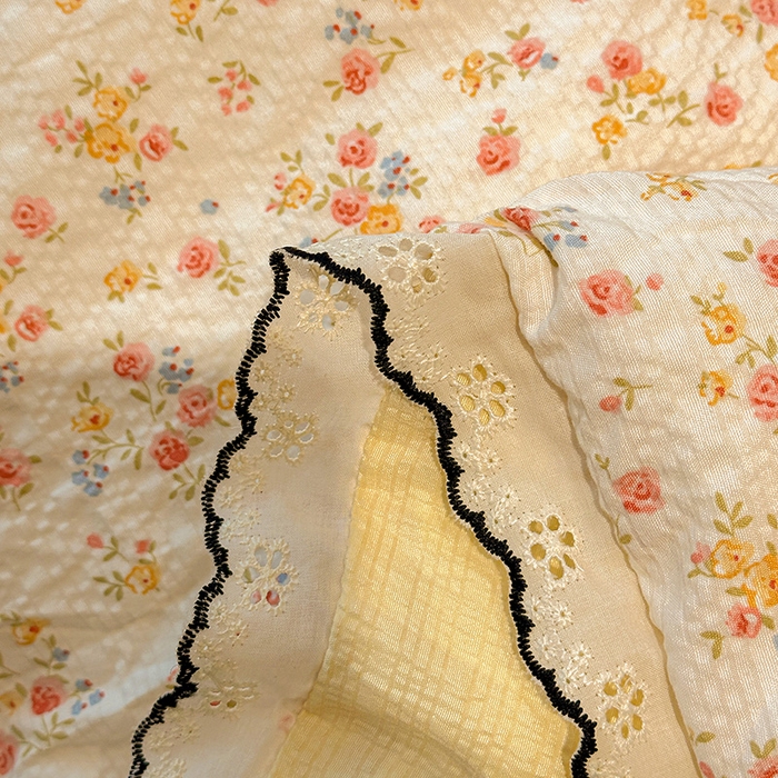 91家纺网 家纺一手货源 找家纺 一比一家纺 2026新款法式花边泡芙纱四件套 相思