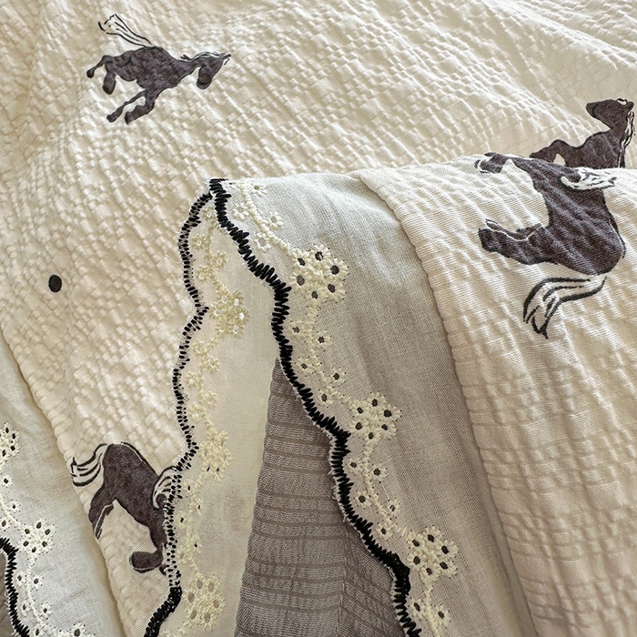 91家纺网 家纺一手货源 找家纺 一比一家纺 2026新款法式花边泡芙纱四件套 小黑马