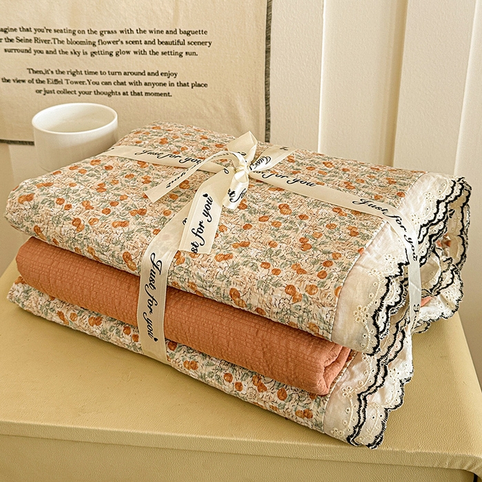 91家纺网 家纺一手货源 找家纺 一比一家纺 2026新款法式花边泡芙纱四件套 樱桃季