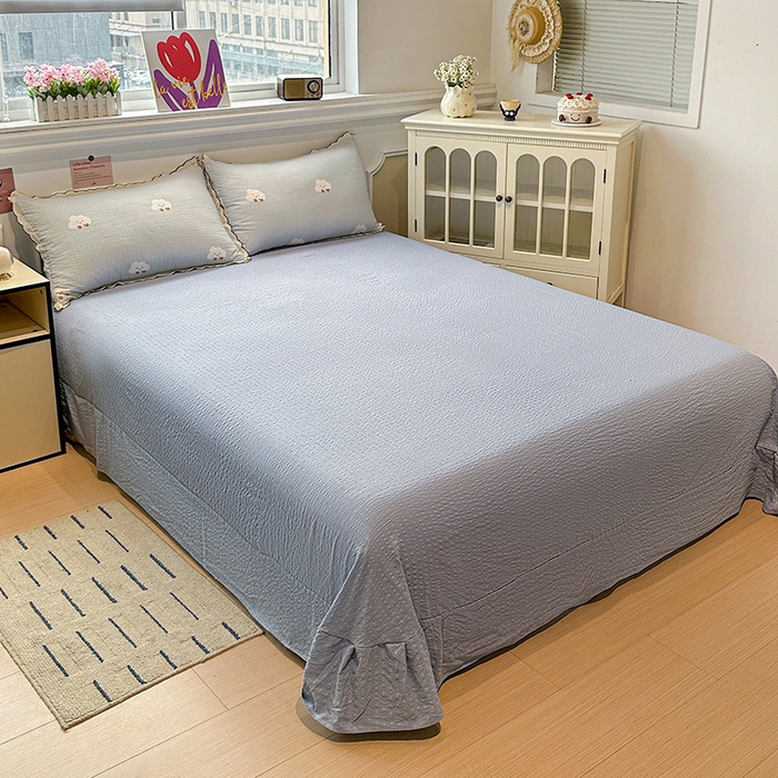 91家纺网 家纺一手货源 找家纺 一比一家纺 2026新款法式花边泡芙纱四件套 云朵