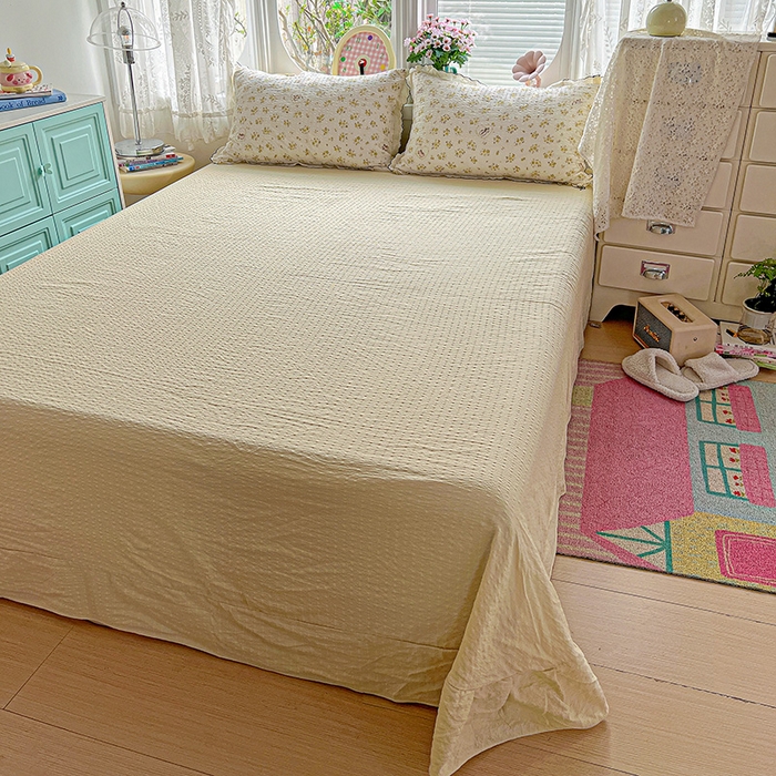 91家纺网 家纺一手货源 找家纺 一比一家纺 2026新款法式花边泡芙纱夏被四件套 春日小兔