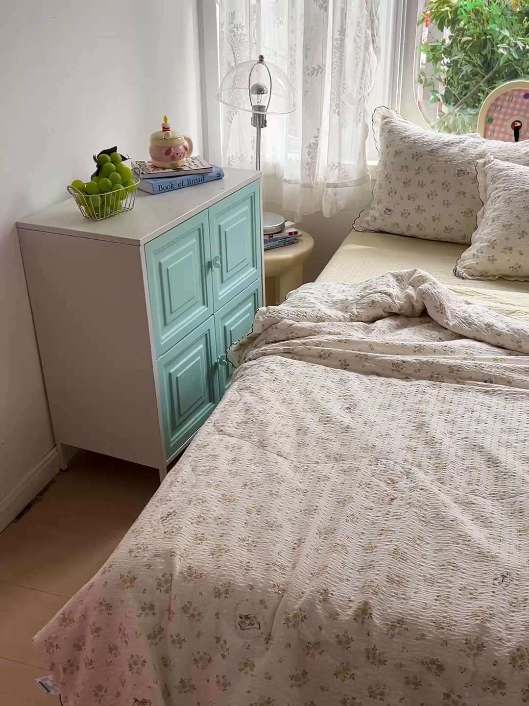 91家纺网 家纺一手货源 找家纺 一比一家纺 2026新款法式花边泡芙纱夏被四件套 春日小兔