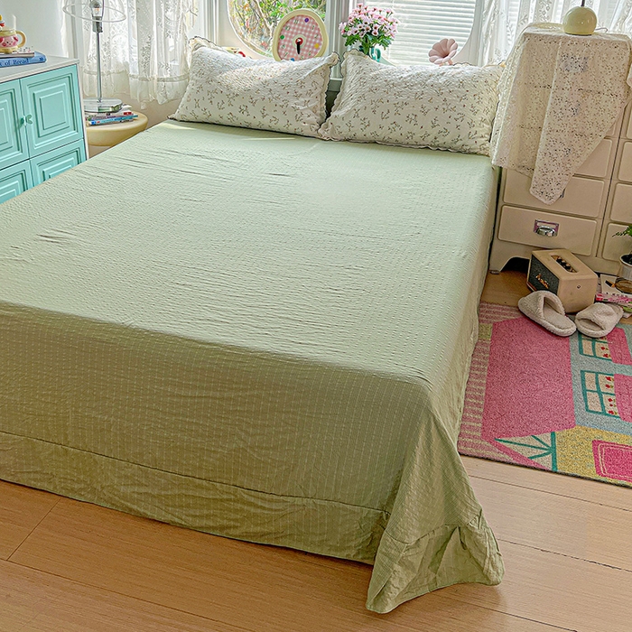 91家纺网 家纺一手货源 找家纺 一比一家纺 2026新款法式花边泡芙纱夏被四件套 花枝兔