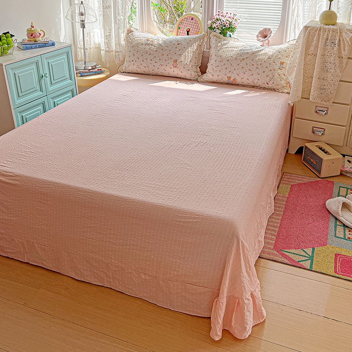 91家纺网 家纺一手货源 找家纺 一比一家纺 2026新款法式花边泡芙纱夏被四件套 浪漫满屋