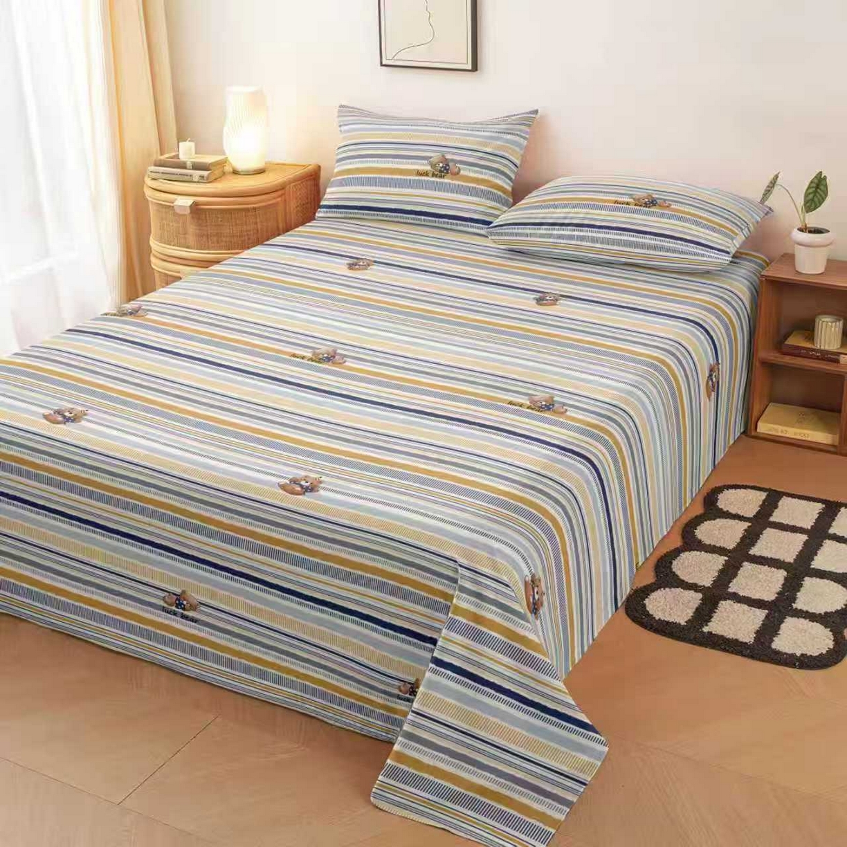 雨洋家纺 2026新款印花老粗布床单系列 多多乐