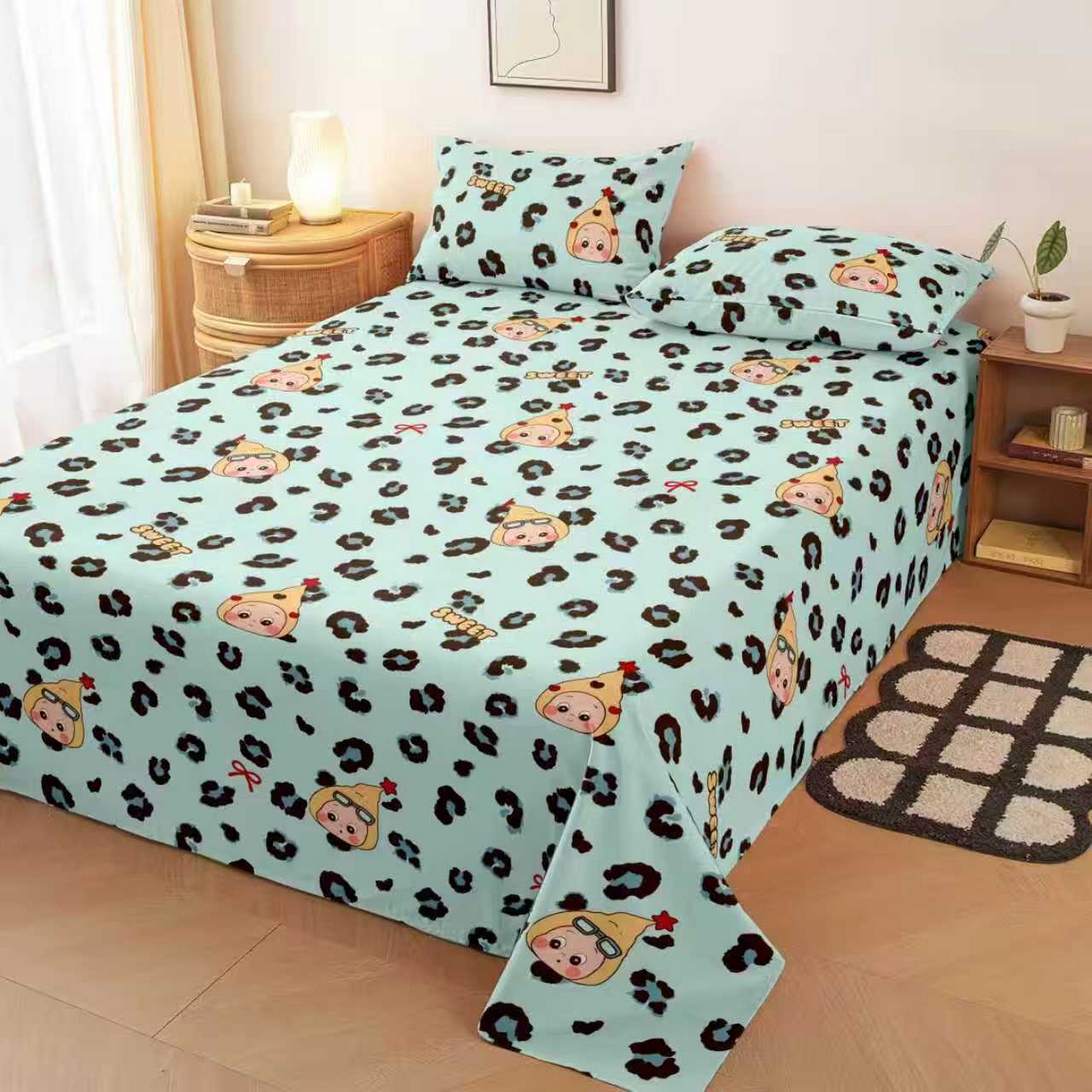 雨洋家纺 2026新款印花老粗布床单系列 星星仔