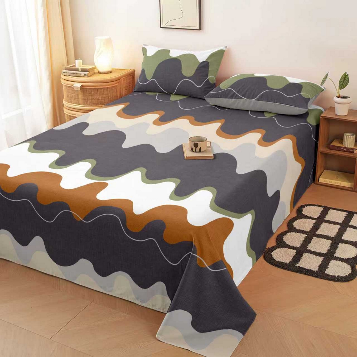 雨洋家纺 2026新款印花老粗布床单系列 彩色空间