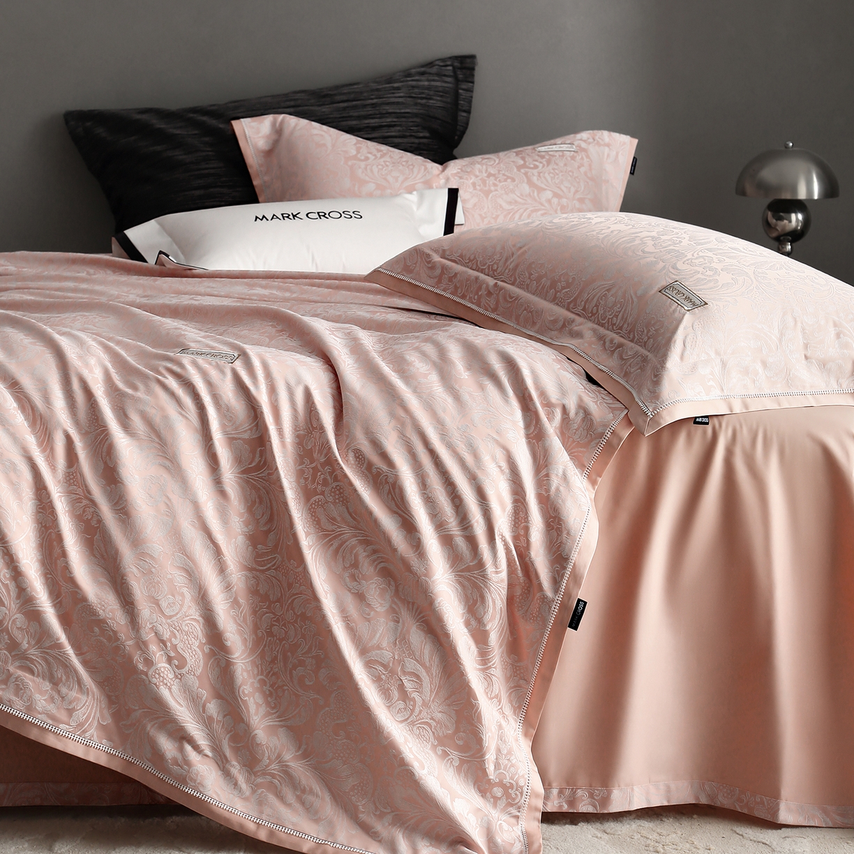 91家纺网 家纺一手货源 找家纺 佳汐蓝家纺 2026新款亲肤锦丝棉四件套 初露玫庭