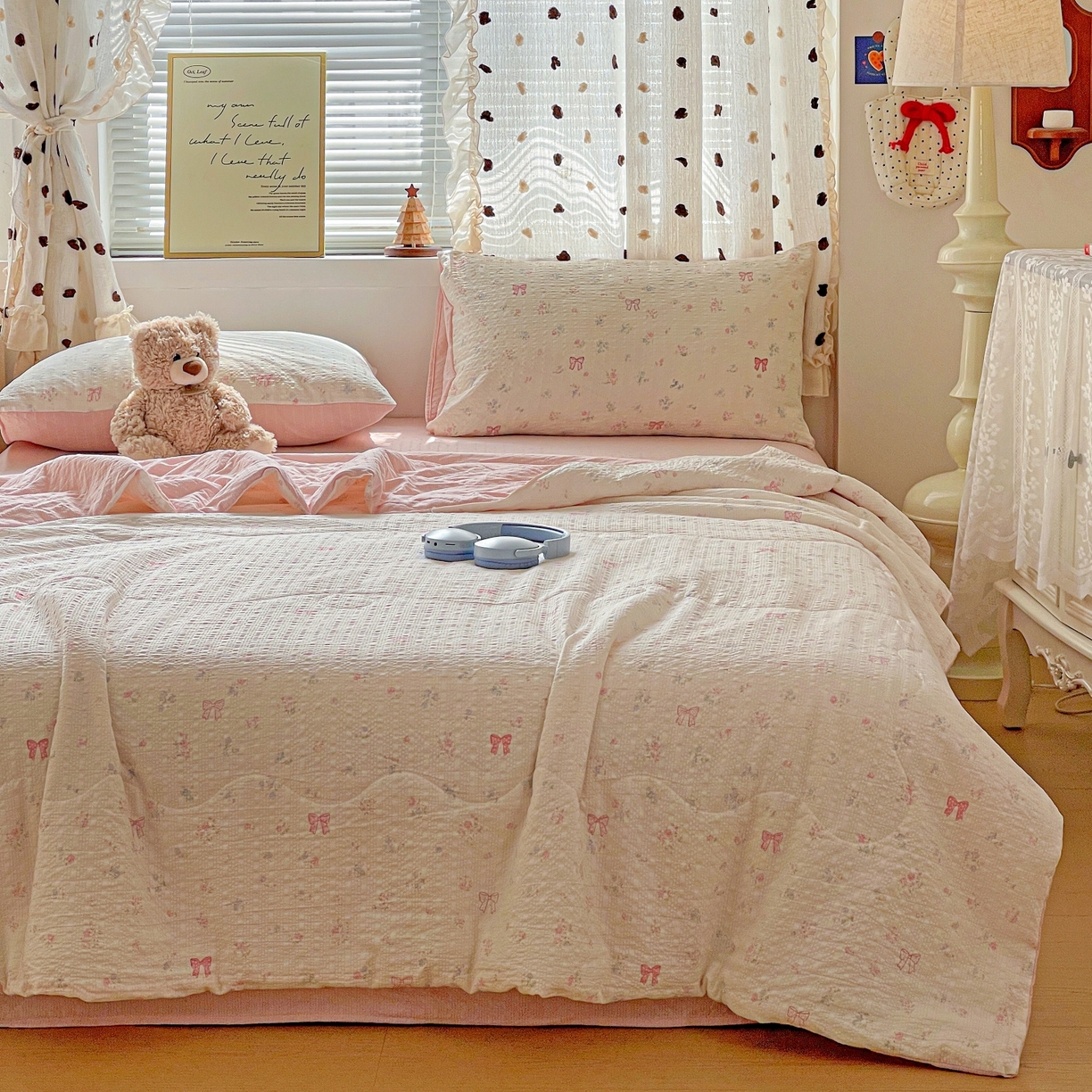 91家纺网 家纺一手货源 找家纺 （总）一比一家纺 2026新款泡芙纱简款夏被四件套