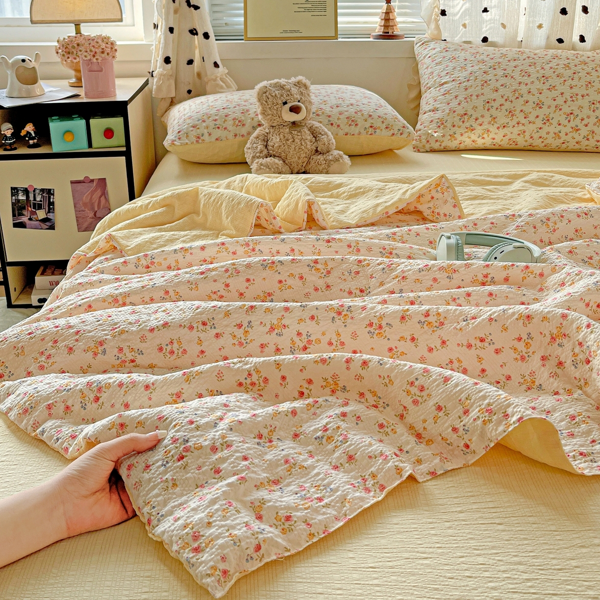 91家纺网 家纺一手货源 找家纺 （总）一比一家纺 2026新款泡芙纱简款夏被四件套