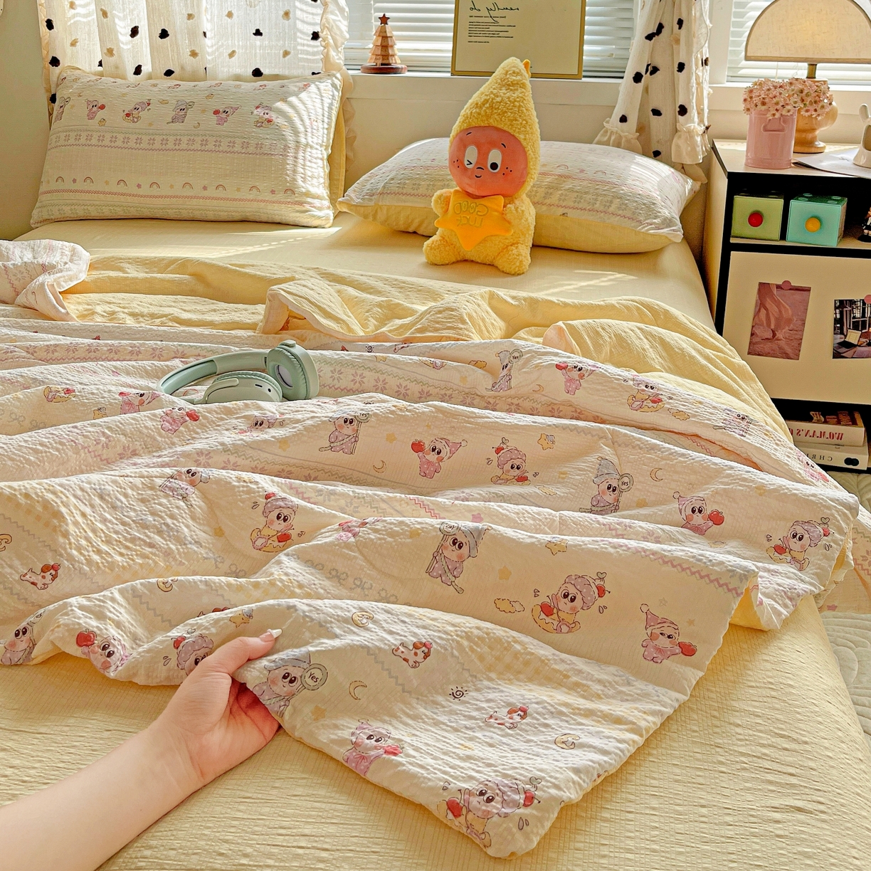 91家纺网 家纺一手货源 找家纺 （总）一比一家纺 2026新款泡芙纱简款夏被四件套