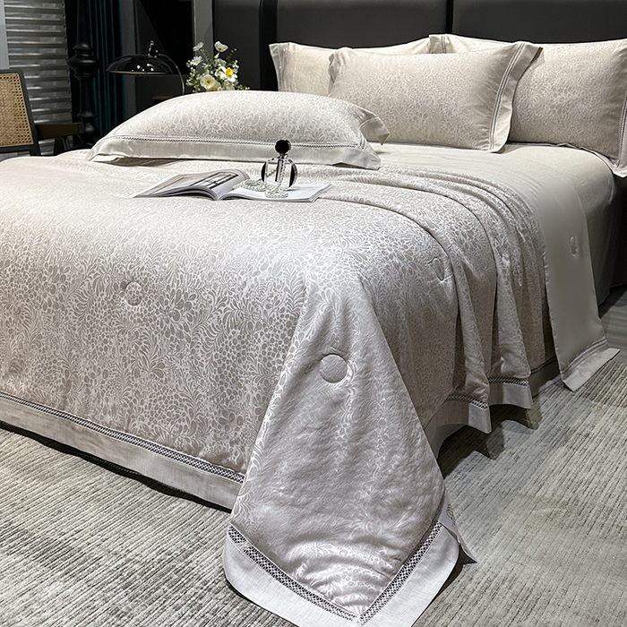 91家纺网 家纺一手货源 找家纺 欧夏家纺 2026新款莱赛尔天丝雅麻大提花镂空夏被空调被夏凉被夏季薄被子直播供货外贸 爵士咖