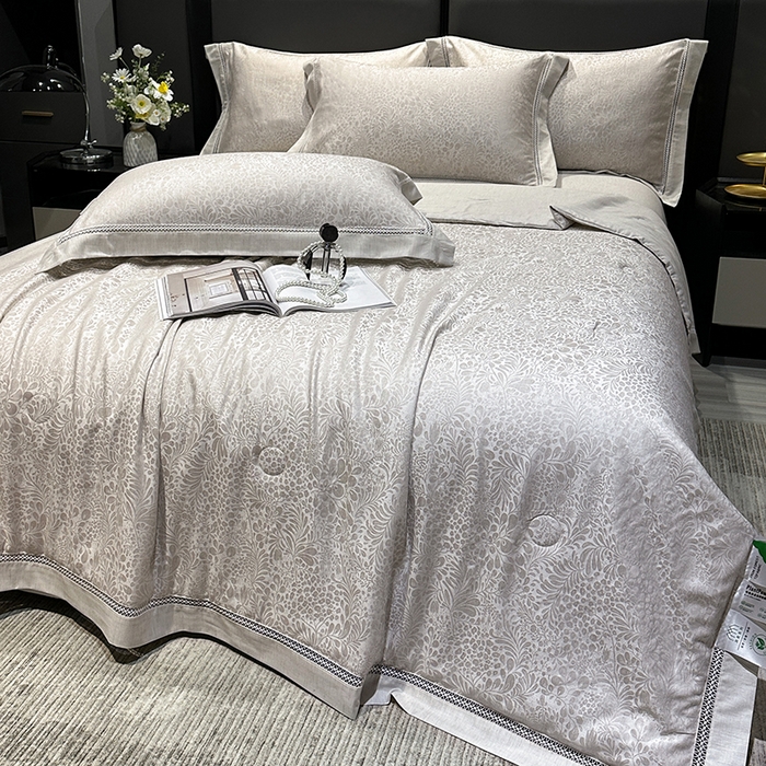 91家纺网 家纺一手货源 找家纺 欧夏家纺 2026新款莱赛尔天丝雅麻大提花镂空夏被空调被夏凉被夏季薄被子直播供货外贸 爵士咖