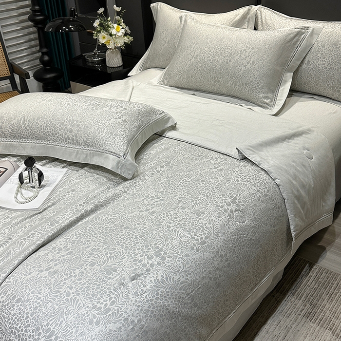 91家纺网 家纺一手货源 找家纺 欧夏家纺 2026新款莱赛尔天丝雅麻大提花镂空夏被空调被夏凉被夏季薄被子直播供货外贸 宾利蓝