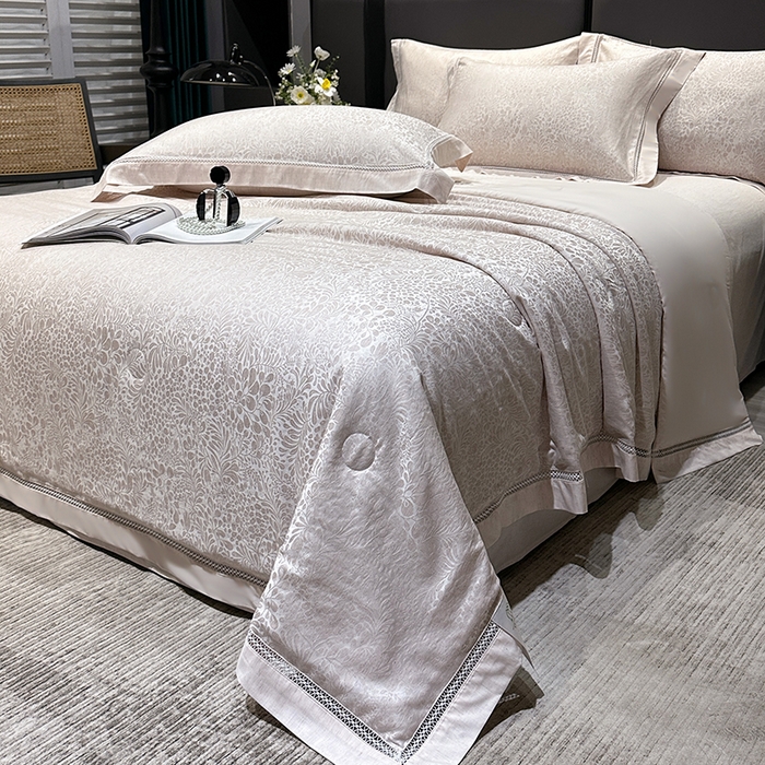 91家纺网 家纺一手货源 找家纺 欧夏家纺 2026新款莱赛尔天丝雅麻大提花镂空夏被空调被夏凉被夏季薄被子直播供货外贸 优雅玉