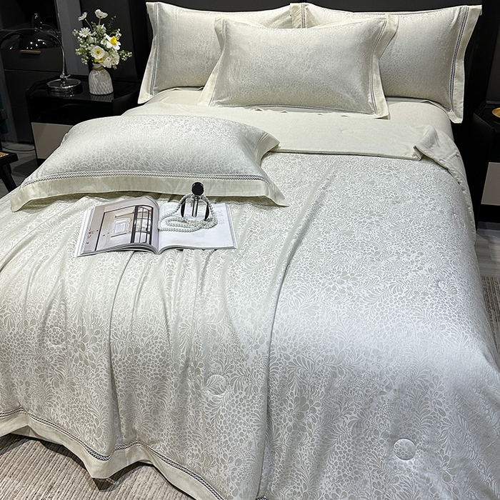 91家纺网 家纺一手货源 找家纺 欧夏家纺 2026新款莱赛尔天丝雅麻大提花镂空夏被空调被夏凉被夏季薄被子直播供货外贸 清新绿