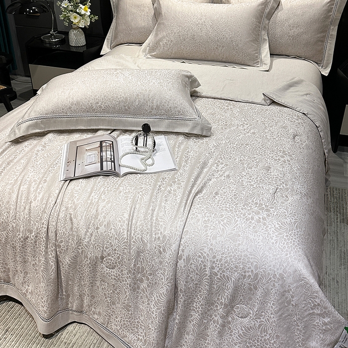 91家纺网 家纺一手货源 找家纺 欧夏家纺 2026新款莱赛尔天丝雅麻大提花镂空夏被空调被夏凉被夏季薄被子直播供货外贸 爵士咖
