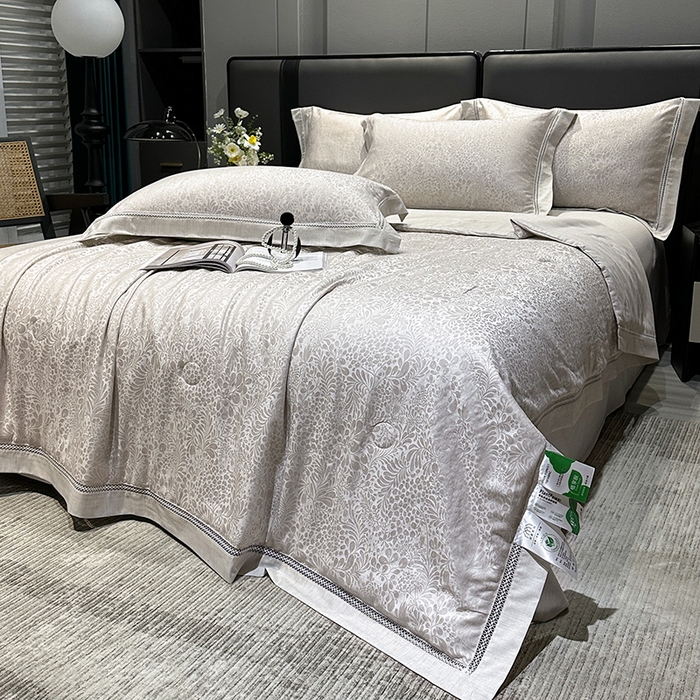 91家纺网 家纺一手货源 找家纺 欧夏家纺 2026新款莱赛尔天丝雅麻大提花镂空夏被空调被夏凉被夏季薄被子直播供货外贸 爵士咖