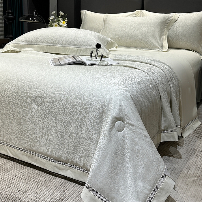 91家纺网 家纺一手货源 找家纺 欧夏家纺 2026新款莱赛尔天丝雅麻大提花镂空夏被空调被夏凉被夏季薄被子直播供货外贸 清新绿