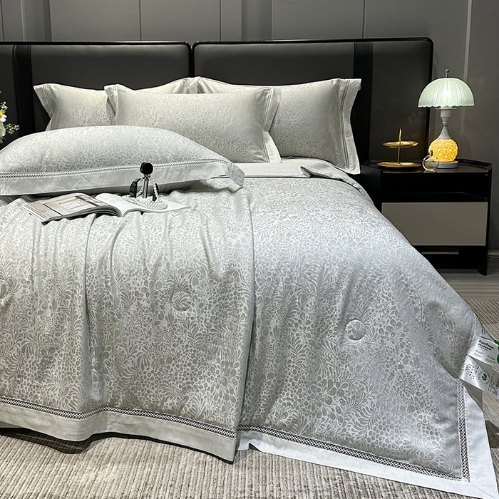 91家纺网 家纺一手货源 找家纺 欧夏家纺 2026新款莱赛尔天丝雅麻大提花镂空夏被空调被夏凉被夏季薄被子直播供货外贸 宾利蓝