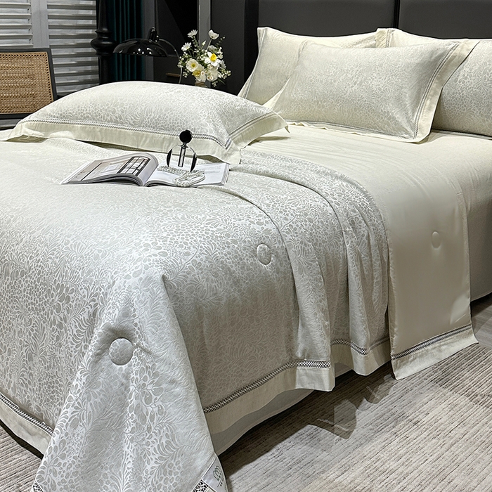 91家纺网 家纺一手货源 找家纺 欧夏家纺 2026新款莱赛尔天丝雅麻大提花镂空夏被空调被夏凉被夏季薄被子直播供货外贸 清新绿