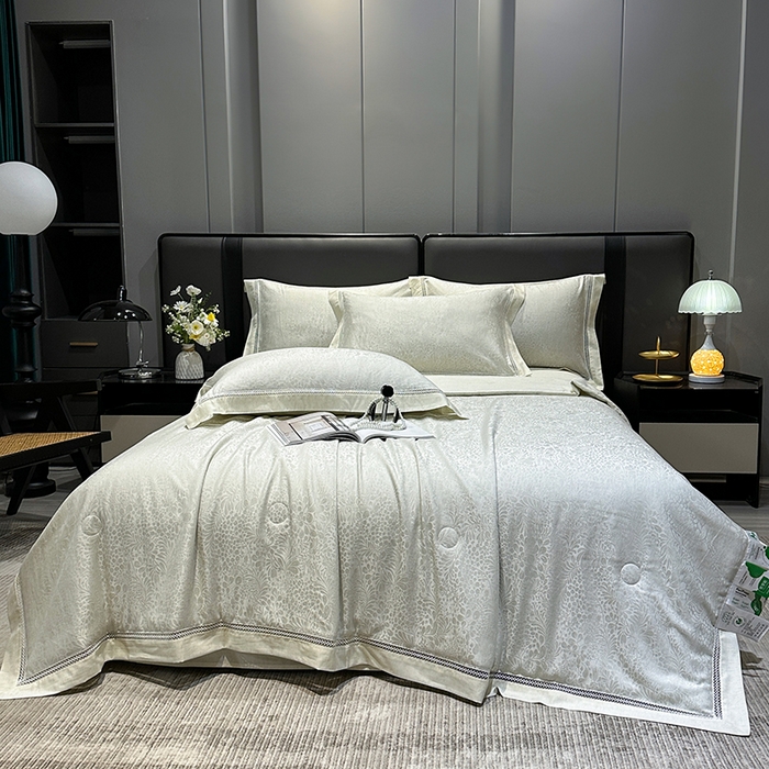 91家纺网 家纺一手货源 找家纺 欧夏家纺 2026新款莱赛尔天丝雅麻大提花镂空夏被空调被夏凉被夏季薄被子直播供货外贸 清新绿