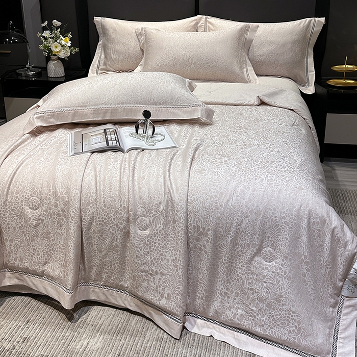 91家纺网 家纺一手货源 找家纺 欧夏家纺 2026新款莱赛尔天丝雅麻大提花镂空夏被空调被夏凉被夏季薄被子直播供货外贸 优雅玉