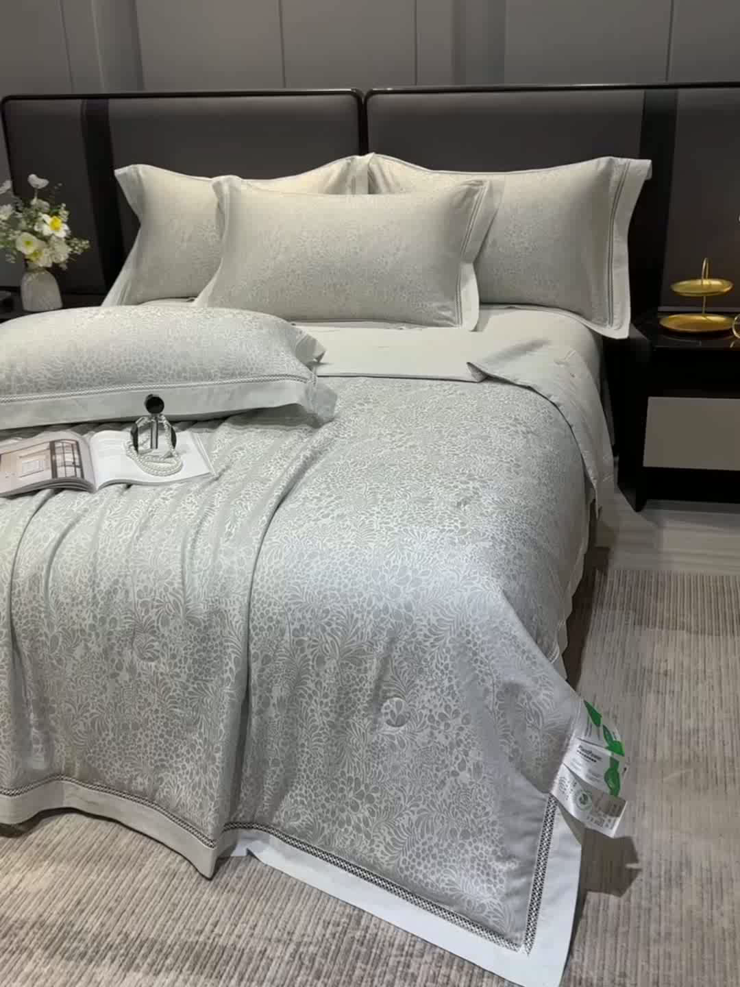 91家纺网 家纺一手货源 找家纺 （总）欧夏家纺 2026新款莱赛尔天丝雅麻大提花镂空夏被空调被夏凉被夏季薄被子直播供货外贸