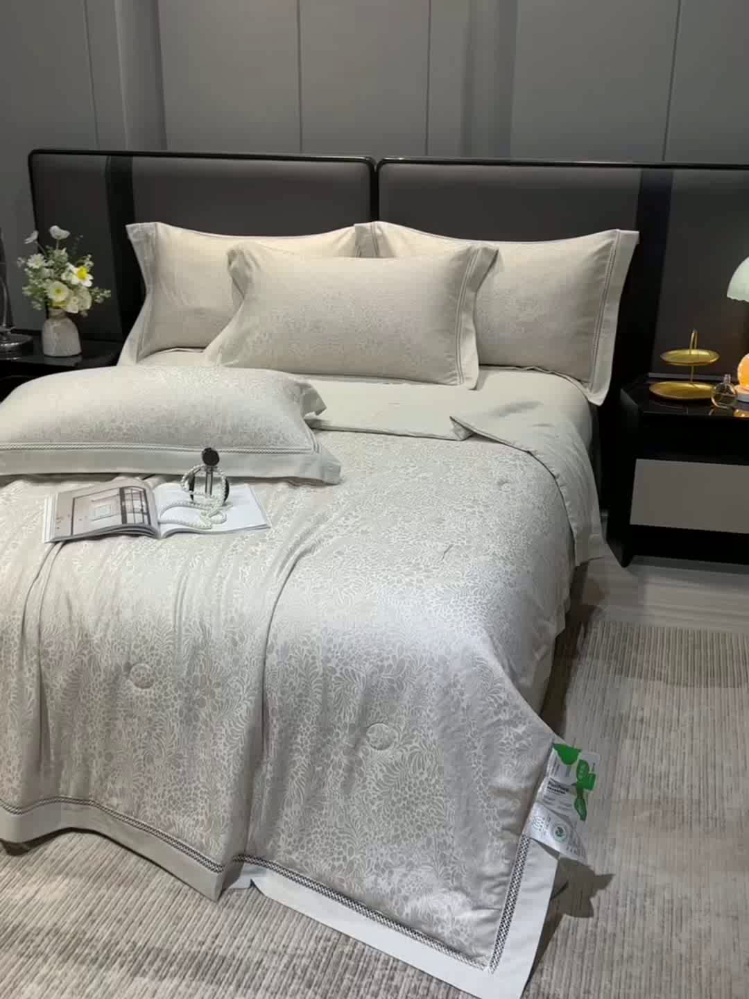 91家纺网 家纺一手货源 找家纺 欧夏家纺 2026新款莱赛尔天丝雅麻大提花镂空夏被空调被夏凉被夏季薄被子直播供货外贸 爵士咖