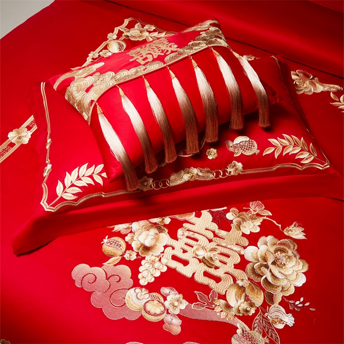 91家纺网 家纺一手货源 找家纺 （总）宏羽纺家纺 2026新款纯棉贡缎提花婚庆套件系列