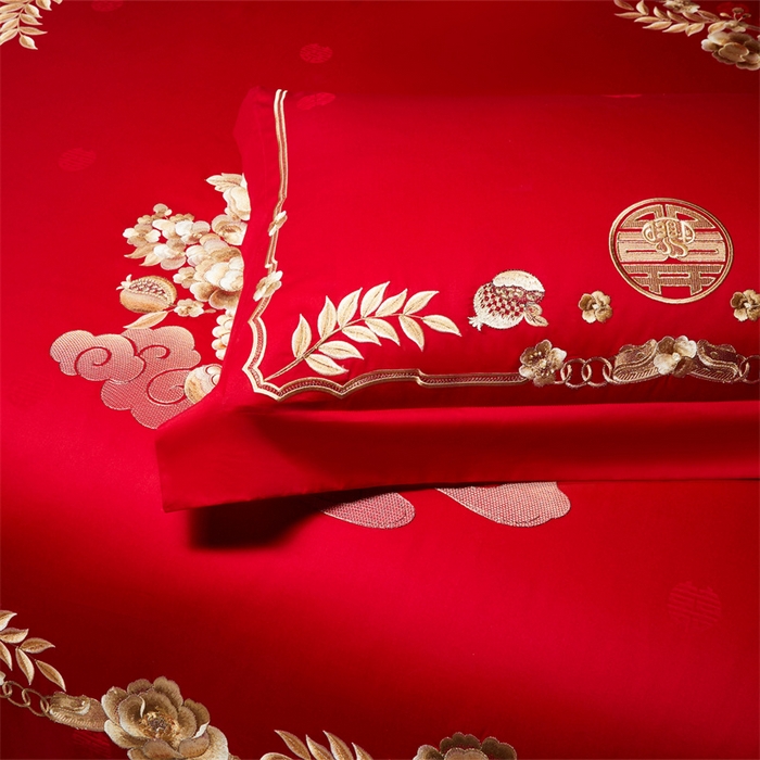 91家纺网 家纺一手货源 找家纺 （总）宏羽纺家纺 2026新款纯棉贡缎提花婚庆套件系列