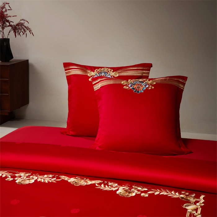 91家纺网 家纺一手货源 找家纺 （总）宏羽纺家纺 2026新款纯棉贡缎提花婚庆套件系列