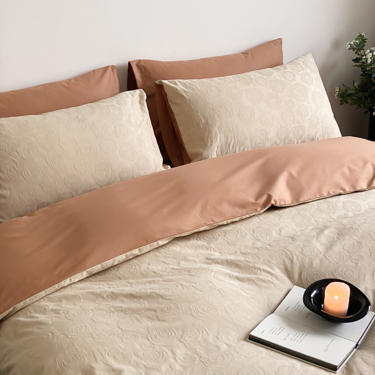 91家纺网 家纺一手货源 找家纺 玉宇阁家居 2026新款全棉纯棉40S大提花四件套 漫-暖阳摩卡